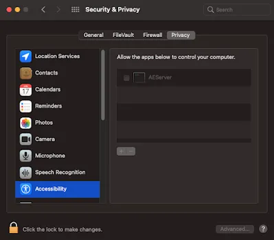 Mở khóa phần Privacy